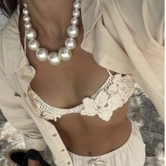 ZARA MAXI Faux PEARL NECKLACE NWT - Picture 1 of 10